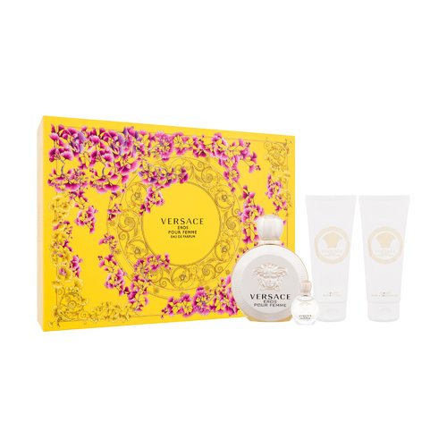 Versace Eros Pour Femme dovanų rinkinys EDP 100 ml, mini EDP 5 ml, dušo gelis 100 ml ir kūno losjonas 100 ml
