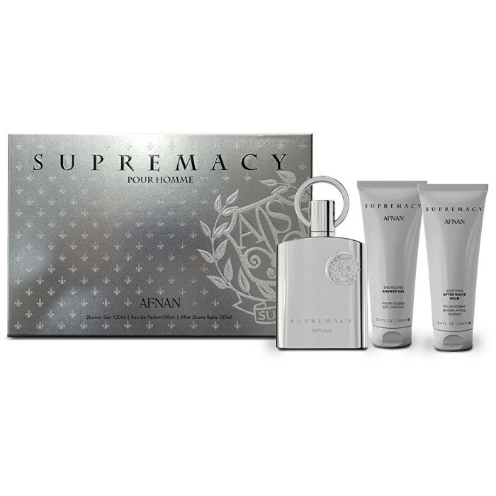 Afnan Supremacy Silver dovanų rinkinys EDP 100 ml, dušo gelis 100 ml ir po skutimosi balzamas 100 ml