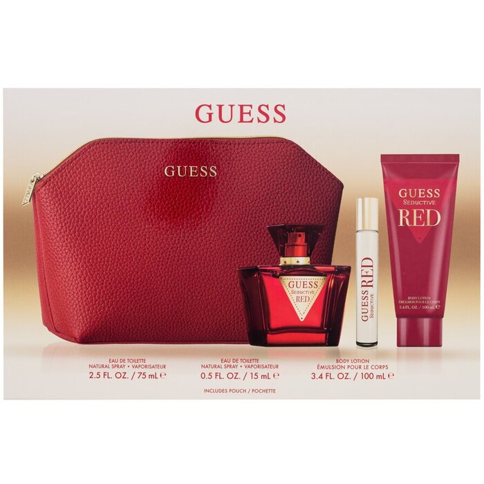 Guess Seductive Red Dovanų Rinkinys EDT 75 ml, Kūno losjonas 100 ml, mini EDT 15 ml ir kosmetinė
