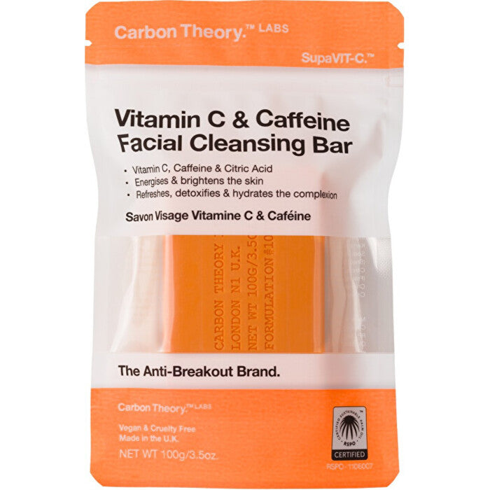 Carbon Theory Vitamin C & Caffeine Facial Cleansing Bar – valomasis veido muilas