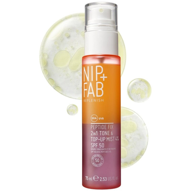 NIP + FAB NIP+FAB PEPTIDE FIX 2iv1 Tonizuojantis ir papildantis purškiklis SPF 50 - Apsauginis veido purškiklis
