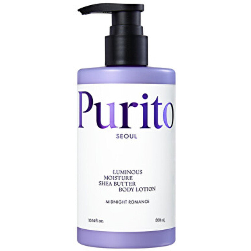 Purito „Midnight Romance“ šviesiai drėkinamasis taukmedžio sviesto kūno losjonas