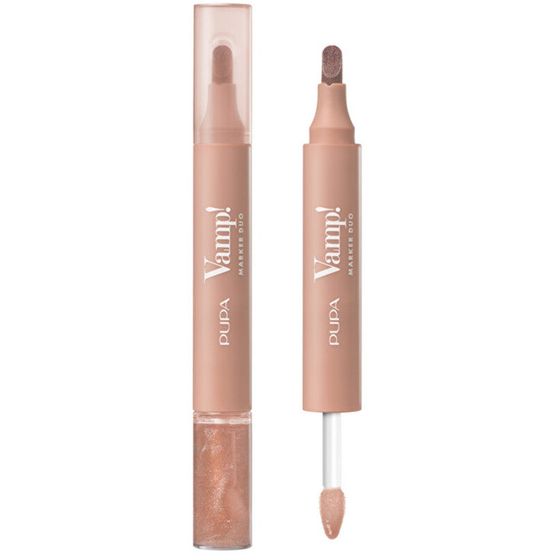 Pupa „Vamp! Marker Duo“ – žymeklis ir aliejinis lūpų blizgis 2in1, 4 ml