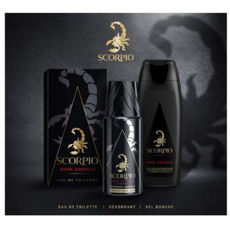 Scorpio Noir Absolu Gift Set EDT 75 ml, shower gel 250 ml and deospray 150 ml