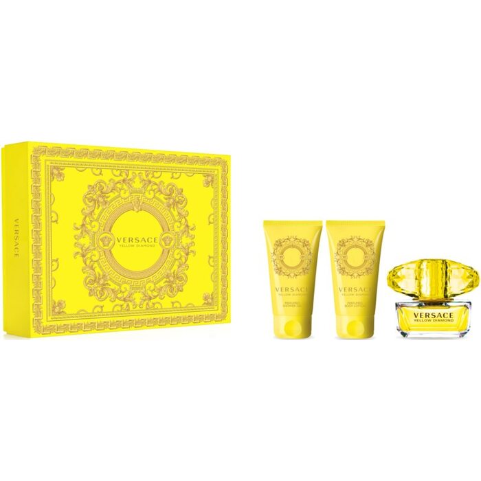 Versace Yellow Diamonds dovanų rinkinys EDT 50 ml dušo gelis 50 ml Yellow Diamonds ir Yellow Diamonds kūno losjonas 50 ml