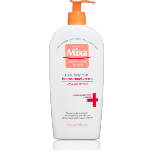 Mixa Rich Body Milk – intensyviai maitinamas kūno losjonas sausai odai