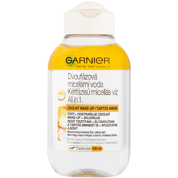 GARNIER Dvifazis micelinis viruo, atsparus makiažui, „Skin Active“ (micelinis valomasis viruo aliejuje)