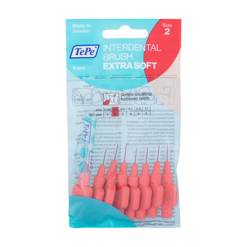 TePe Interdental Brush Extra Soft (0,5 mm rožinis 8 vnt) - Labai smulkūs tarpdančių šepetėliai