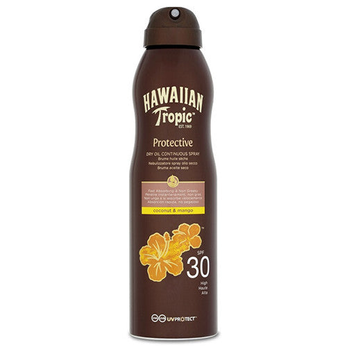 „Hawaiian Tropic“ apsauginis sausasis aliejus nuo saulės, nuolatinis purškiklis SPF 30