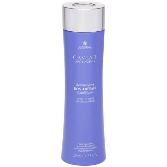 Alterna „Caviar Anti-Aging Restructuring Bond Repair“ kondicionierius – stiprinamasis kondicionierius pažeistiems plaukams.