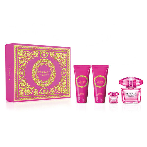 Versace Bright Crystal Absolu EDP dovanų rinkinys 90 ml, kūno losjonas 100 ml, dušo gelis 100 ml ir mini EDP 5 ml