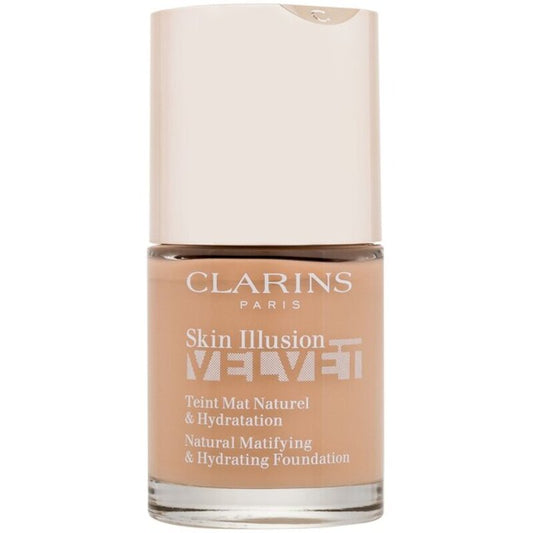 Clarins „Skin Illusion Velvet“ natūralus matinį ir drėkinamąjį makiažo pagrindą suteikiantis makiažo pagrindas, 30 ml
