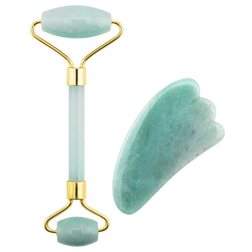 „Palsar 7 Guasha Jadeite“ (žalios „Aventurine Jade Roller“ ir „Gua Sha“) rinkinys