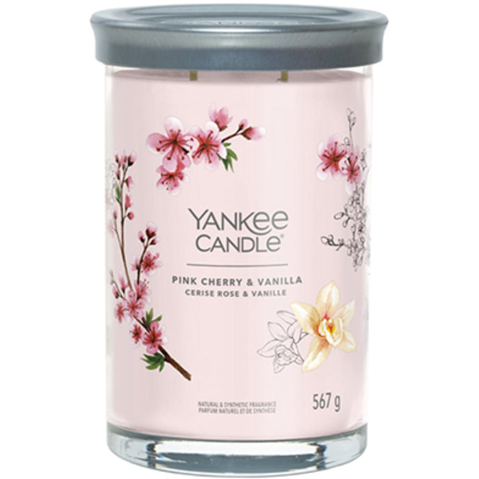 „Yankee Cirle“ žvakė „Pink Cherry & Vanilla Signature“ stiklinė (rožinės vyšnios ir vanilė)