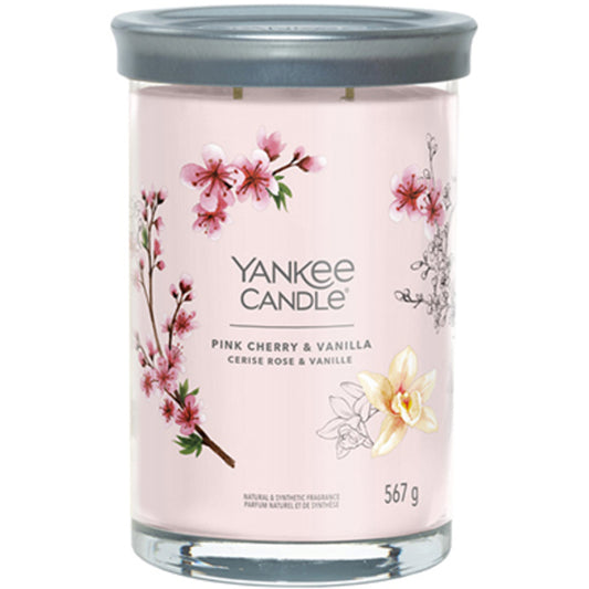„Yankee Cirle“ žvakė „Pink Cherry & Vanilla Signature“ stiklinė (rožinės vyšnios ir vanilė)