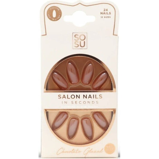 Sosu šokoladiniai salono nagai - dirbtiniai nagai (24 vnt.)