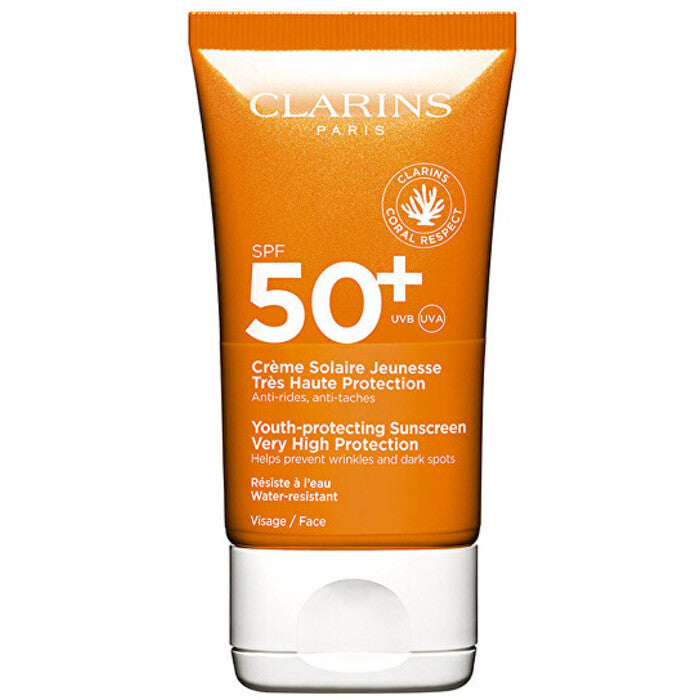 „Clarins“ jaunystę saugantis apsauginis kremas nuo saulės su SPF 50