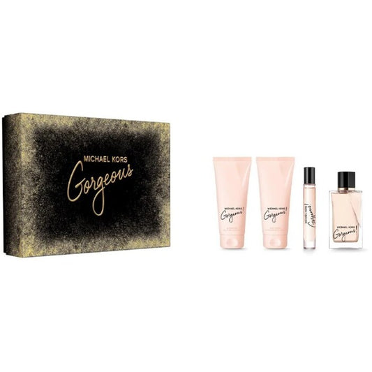 Michael Kors Gorgeous! dovanų rinkinys EDP 100 ml, kūno losjonas 100 ml, dušo gelis 100 ml ir mini EDP 10 ml