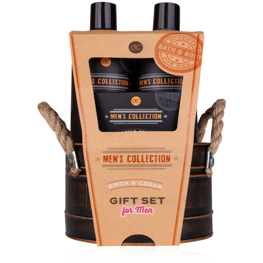 Accentra vyrų kolekcija – Vonios priežiūros dovanų rinkinys skardiniame kibirėlyje