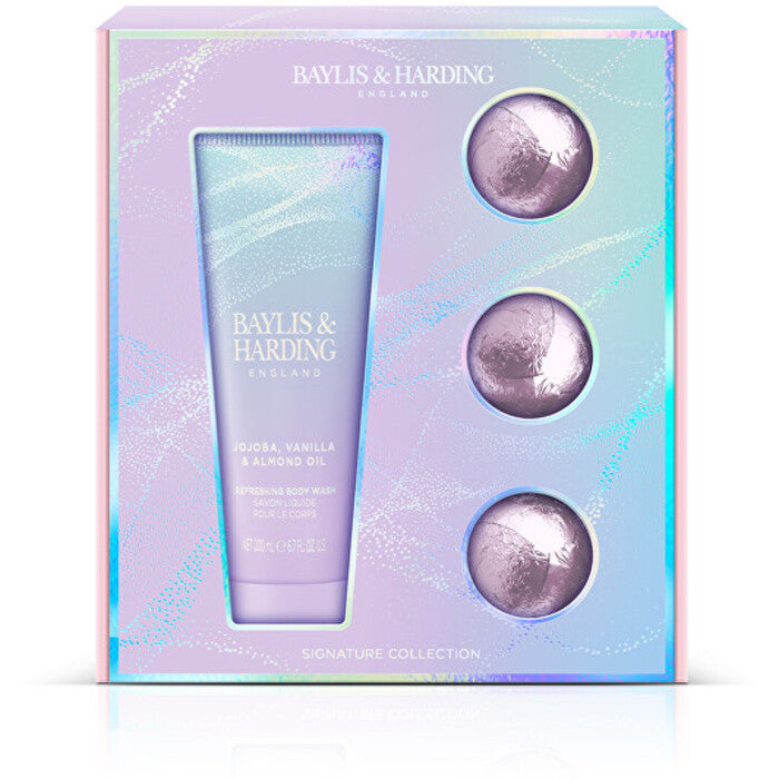 Baylis & Harding vonios priežiūros rinkinys (simondsijų, vanilės ir migdolų aliejus)