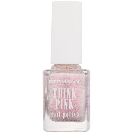 Dermacol „Think Pink“ nagų lakas – nagų lakas su blizgučiais ir kvapu, 12 ml