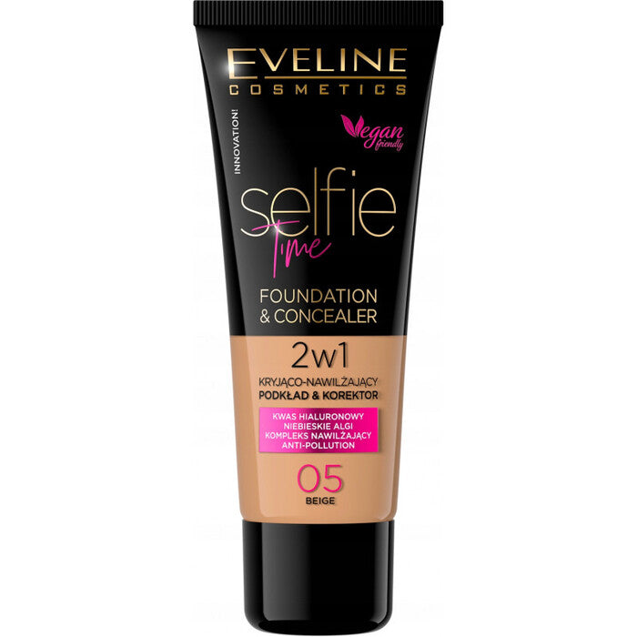 Eveline Cosmetics Selfie Time 2in1 makiažo pagrindas ir maskuoklis - Ilgalaikis 2in1 makiažas 30 ml
