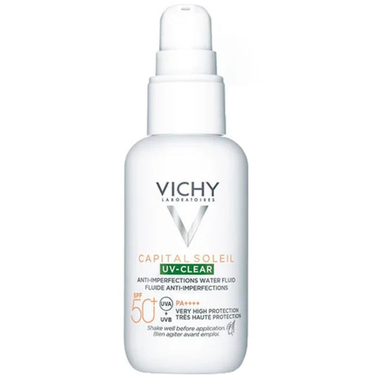 Vichy SPF 50+ Capital Soleil UV-Clear Anti-Imperfections Water Fluid - Skystis nuo odos netobulumų