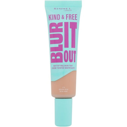 „Rimmel Kind & Free Blur It Out“ matinis makiažo pagrindas – lengvas matinį efektą suteikiantis makiažo pagrindas mišriai ir riebiai odai, 30 ml