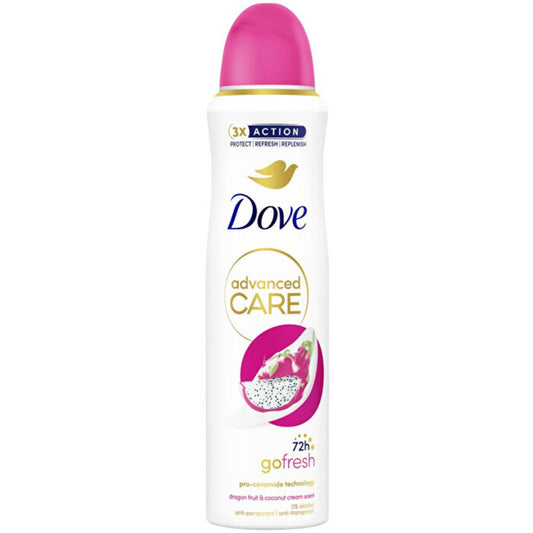 „Dove Advanced Care“ drakono vaisių ir kokoso kreminis antiperspirantasas – purškiamas antiperspirantasas
