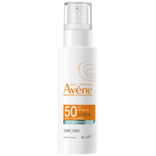 Avène Anti-Imperfection Fluid SPF 50 – Apsauginis skystis nuo odos netobulumų