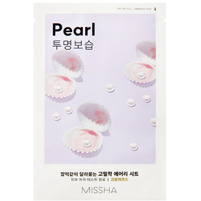 „Missha Airy Fit Sheet Mask Pearl“ – lakštinė kaukė su skaistinamuoju ir drėkinamuoju poveikiu.