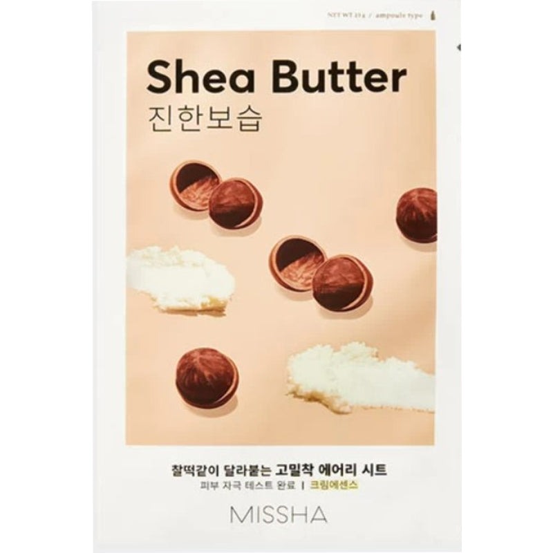 Missha Airy Fit Sheet Mask Sheet Mask Sheet - Drėkinamoji veido kaukė su taukmedžio sviestu