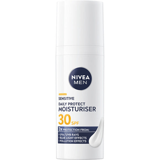 Nivea Men Sensitive Daily Protect Moisturizer – drėkinamasis dieninis kremas vyrams SPF 30