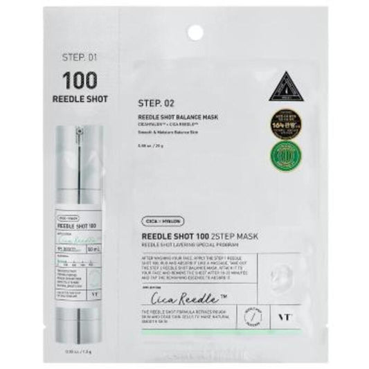 VT Cosmetics Reedle Shot 100 2 Step Mask - Dvifazė veido kaukė su stangrinamuoju efektu
