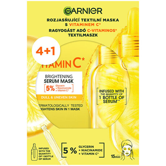 GARNIER vitamino C skaistinamųjų serumų kaukių rinkinys – skaistinamųjų tekstilinių kaukių su vitaminu C rinkinys.