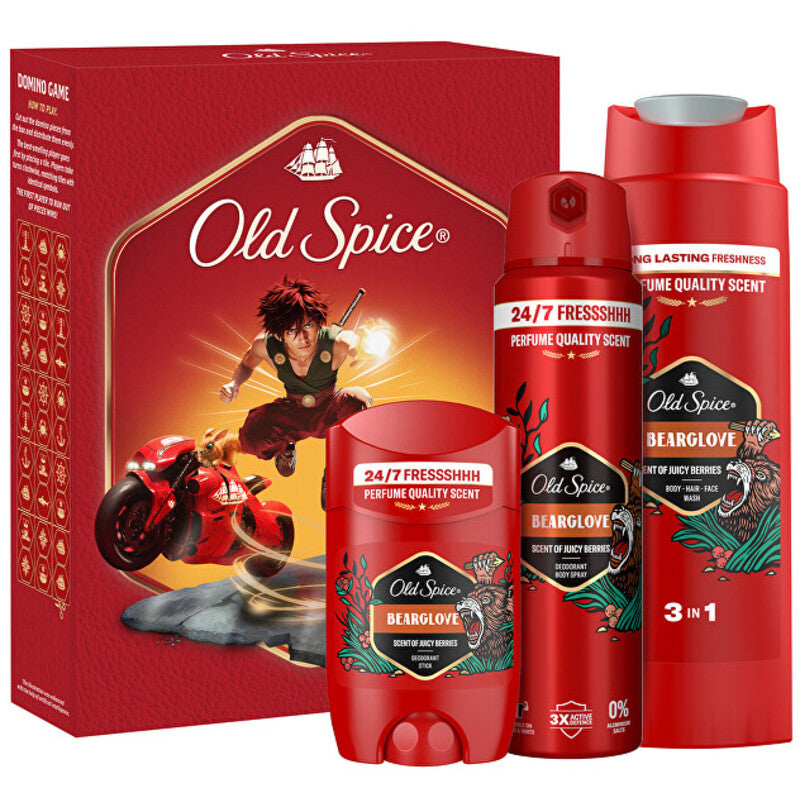 „Old Spice Bear“ pirštinių rinkinys – dovanų rinkinys su domino kauliukais