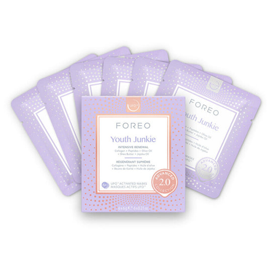 „Foreo UFO™ Youth Junkie Intensive Mask“ – intensyviai atkuriamoji kaukė sausai odai su smulkiomis raukšlelėmis.