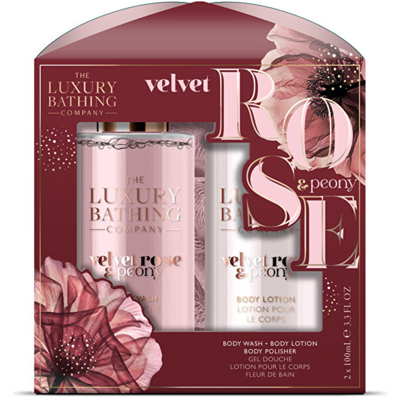 Luxury Bathing Company gift set with washcloth (rose and peony)