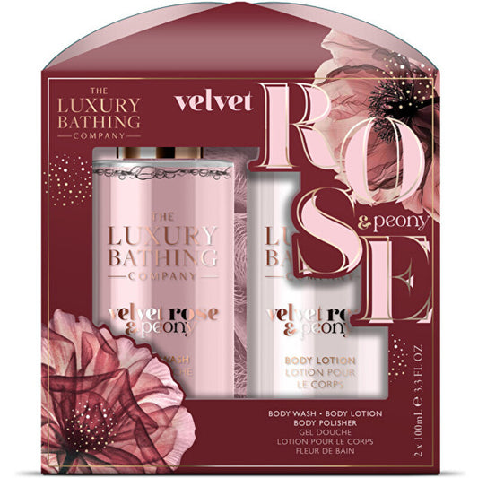 Luxury Bathing Company gift set with washcloth (rose and peony)