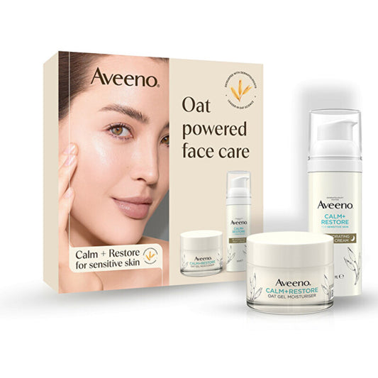 „Aveeno Calm+Restore™“ rinkinys (sausai ir jautriai odai) – odos priežiūros dovanų rinkinys