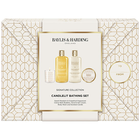 „Baylis & Harding“ mandarinų ir greipfrutų maudymosi rinkinys žvakidėje – dovanų rinkinys