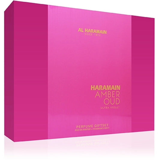 Al Haramain Al Haramain Amber Oud Ultra Violet Dovanų Rinkinys EDP 75 ml, EDP 30 ml ir Kūno Dulksna 200 ml