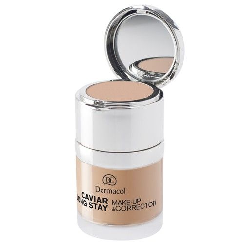 „Dermacol Caviar Long Stay & Make-Up Corrector“ – ilgai išliekantis makiažas su ikrų ekstraktais ir pažangiu korektoriumi, 30 ml
