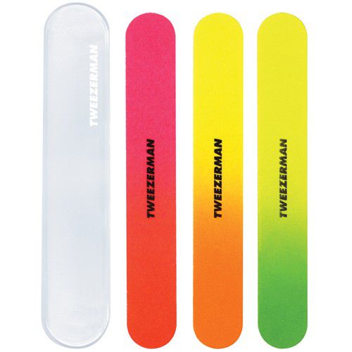 Tweezerman Neon Nail Files (3 vnt.) - Neoninis nagas su dėklu